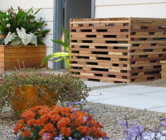 Jenga Inspired Wooden Slat A/C Unit Disguise