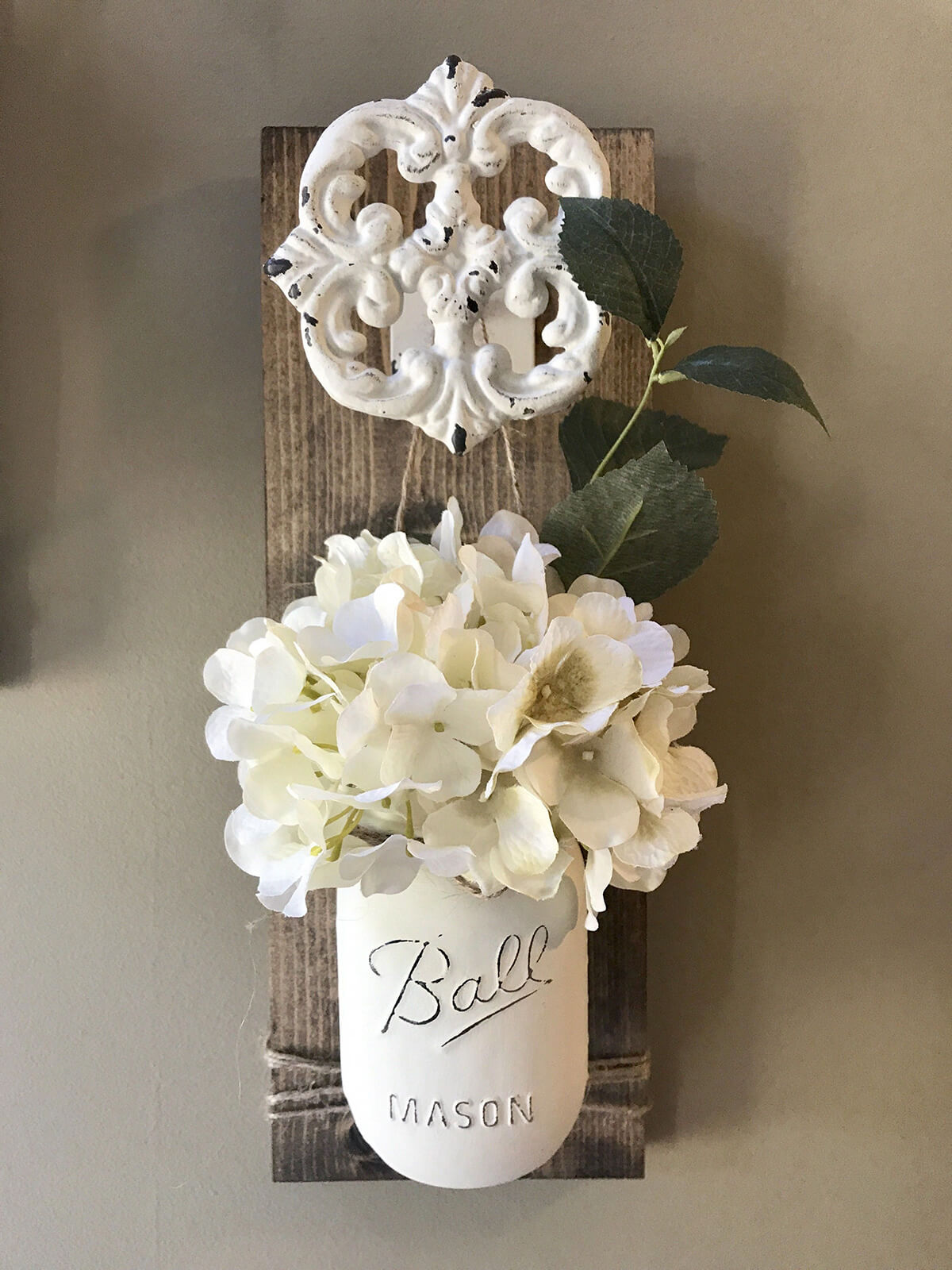 White Painted Mason Jar Sconces