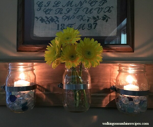 Mounted Mason Jar Wall Vases on Wood