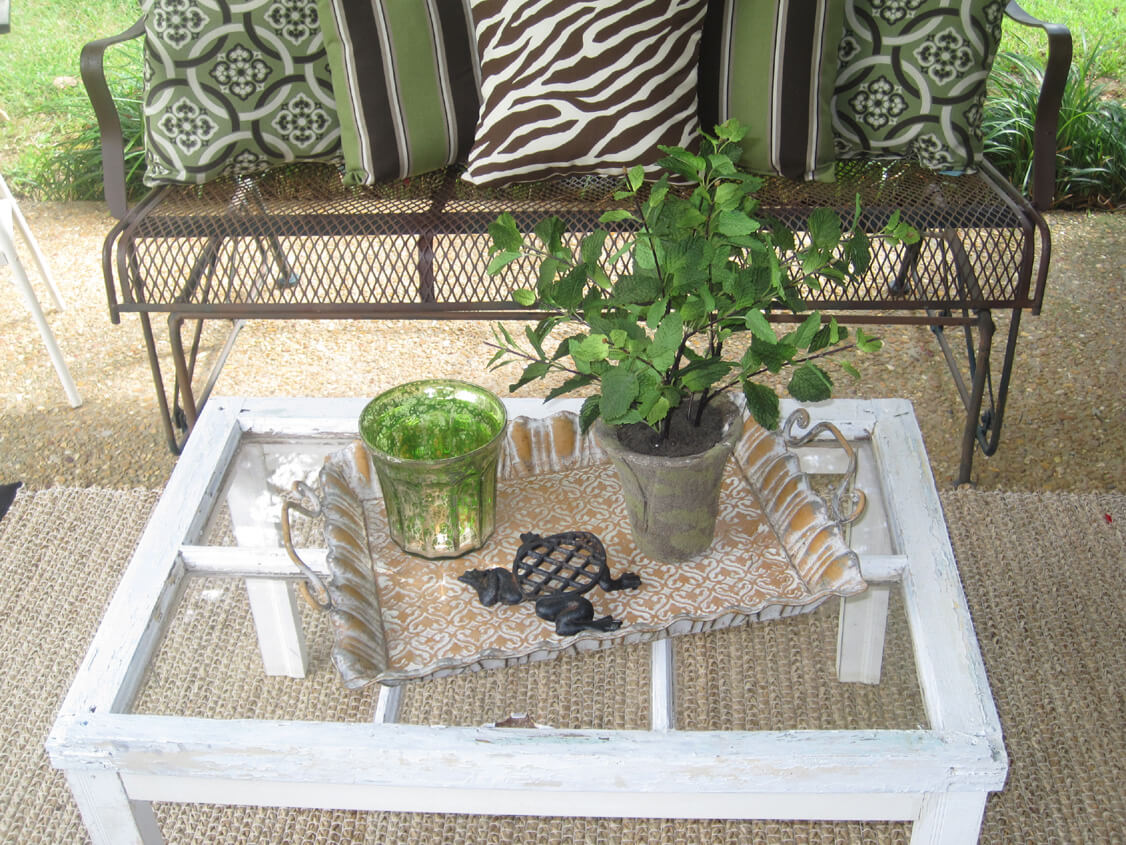 Old Window Transformed Outdoor Accent Table