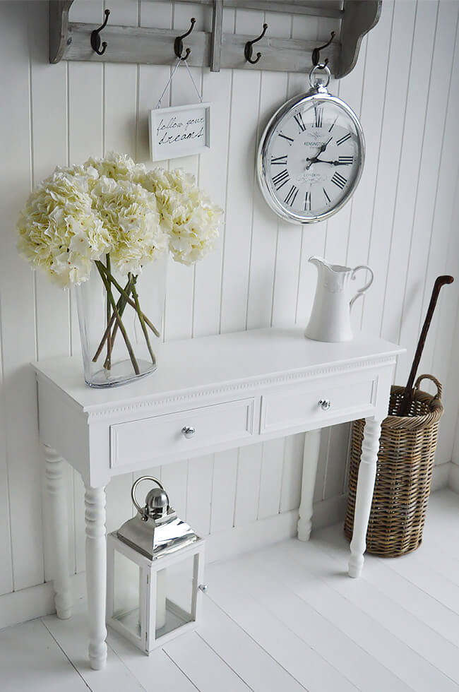 Two Drawer White Console Table