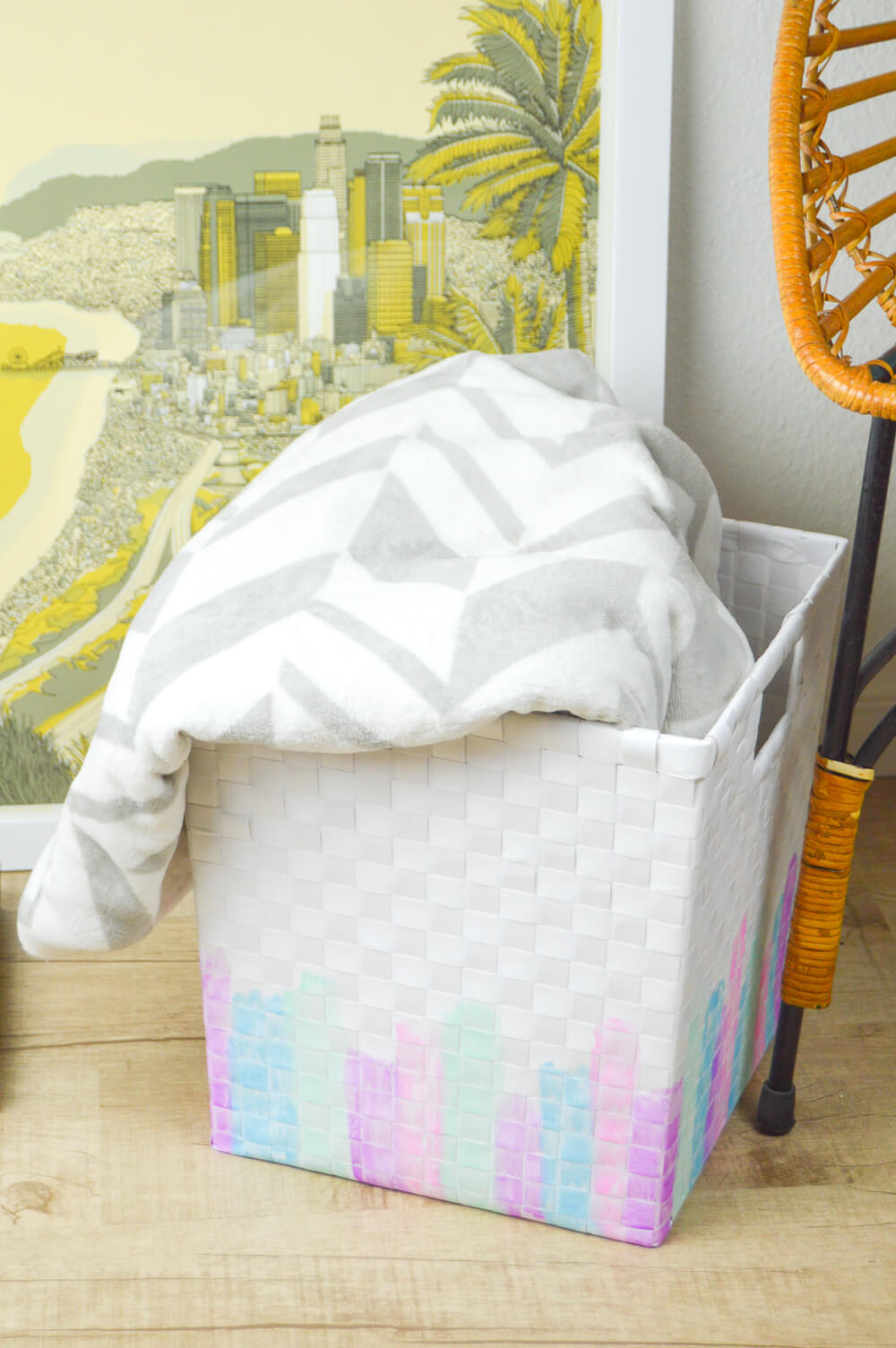 Pretty Painted Woven Catchall Bin