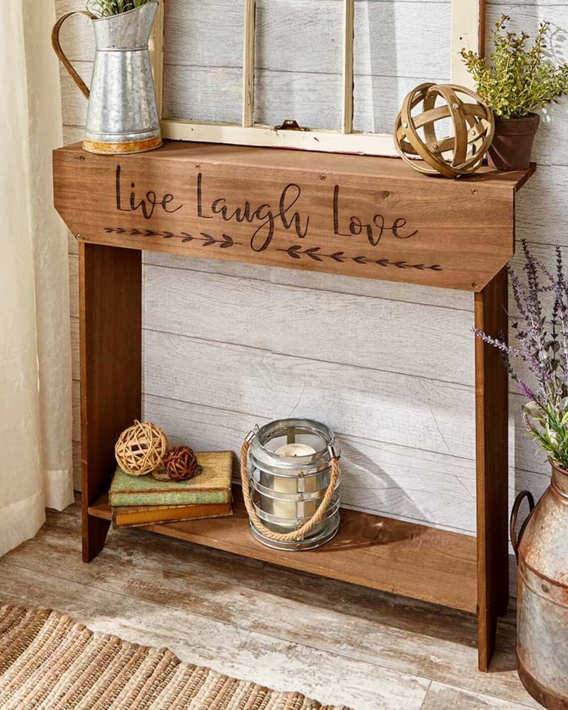 Sentimental Wooden Table with Lettering