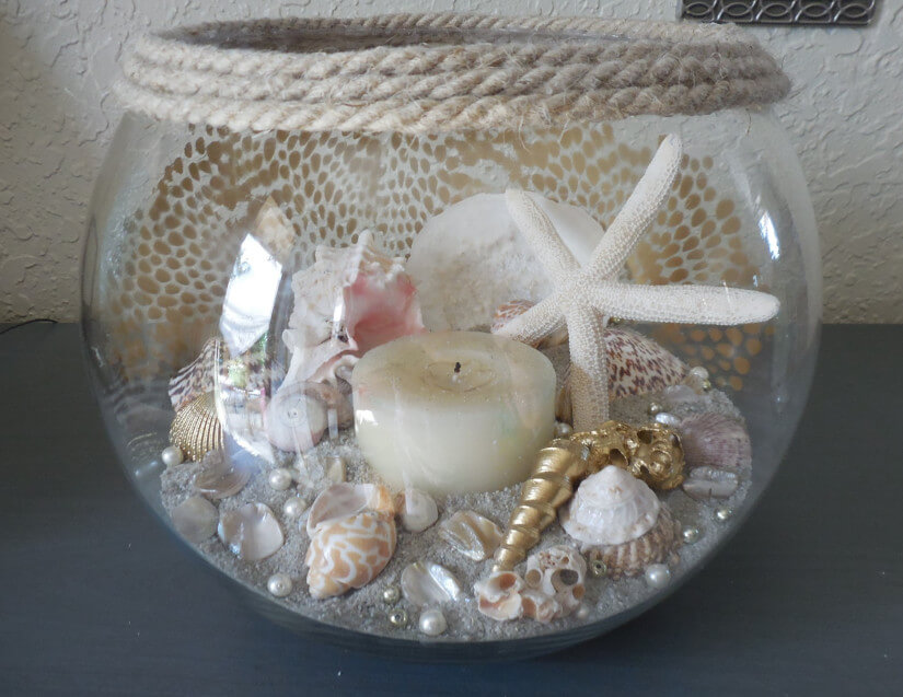 Sand and Sea Shell with Candle Centerpiece