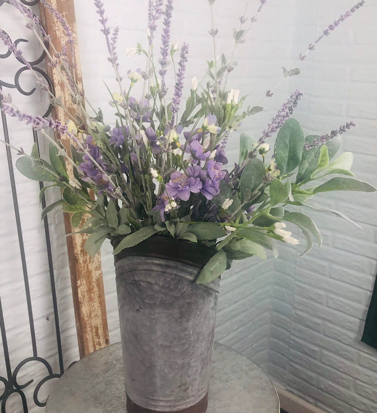 A Rustic Lavender Tabletop Arrangement