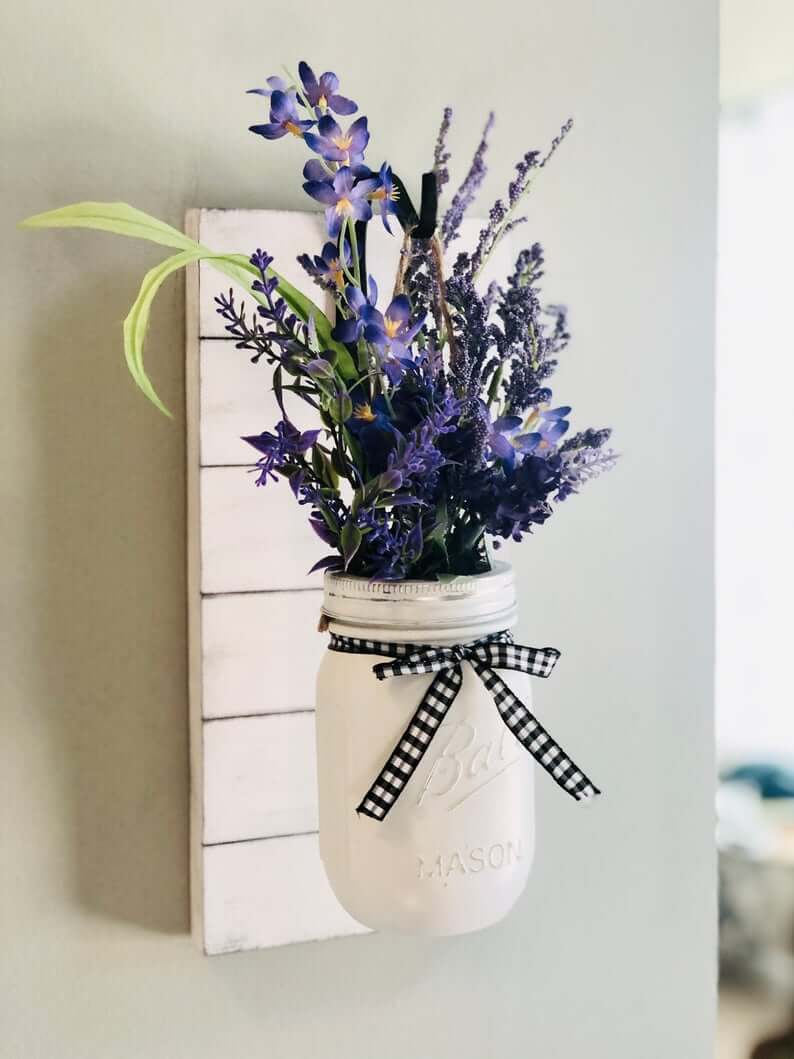 Shabby Chic Shiplap and White Mason Jar