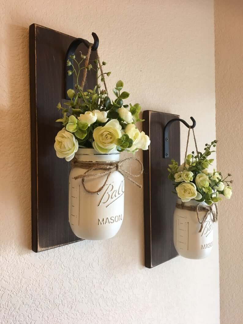 Contrasting Dark Wood with White Mason Jars