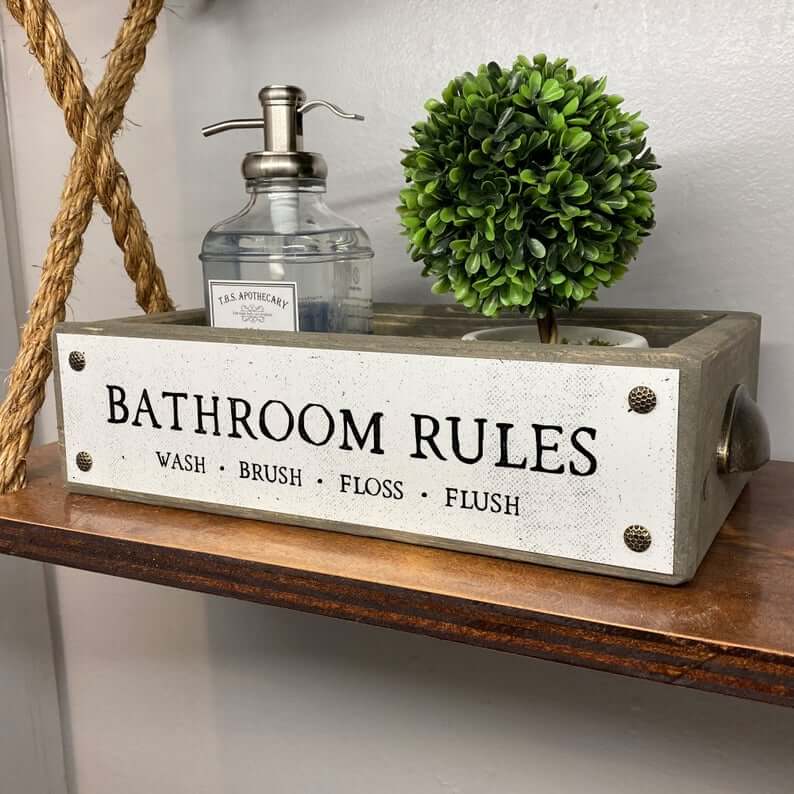 Decorative Bathroom Rules Toilet Top Box