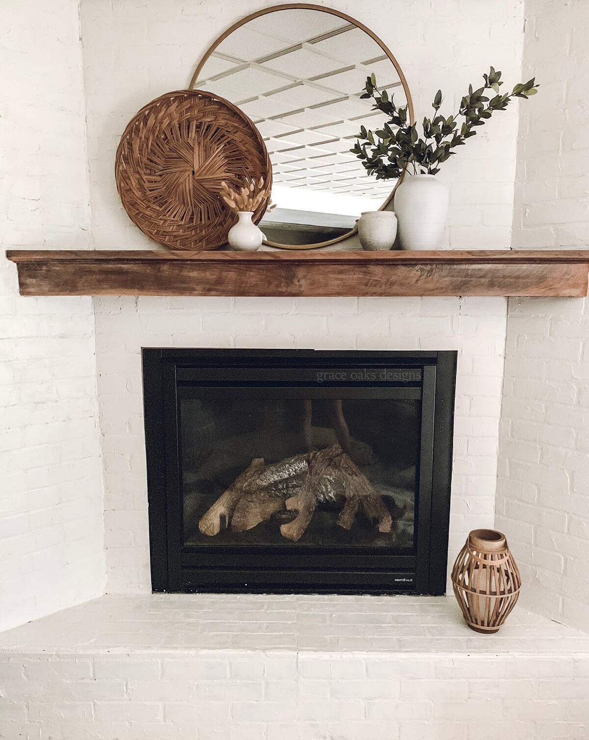 White Brick Painted Corner Fireplace