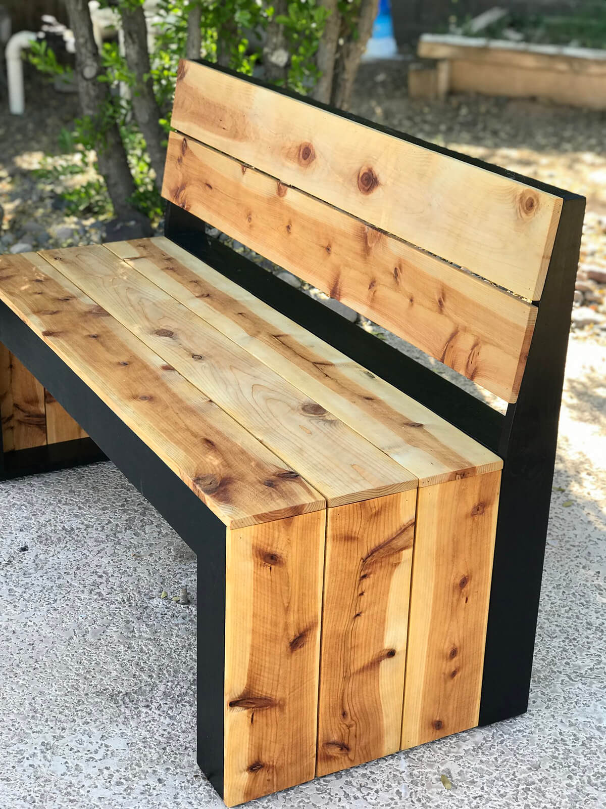 DIY Modern Bench with Back