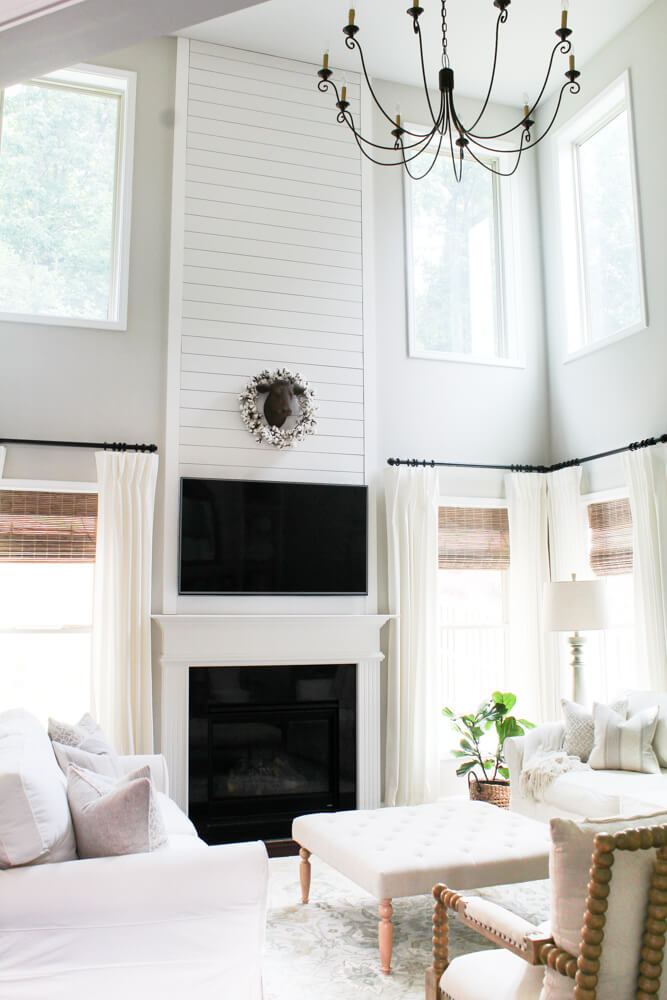 Continuous and Classic Dramatic Tall White Fireplace