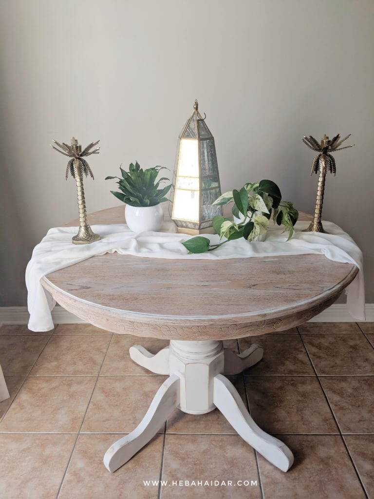 Refurbished White Washed Farmhouse Dining Table, White Farmhouse Table