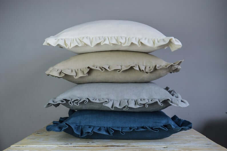 Classic Linen Ruffle Cushion Cover