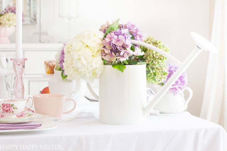 Hydrangeas Watering Can Vase Décor