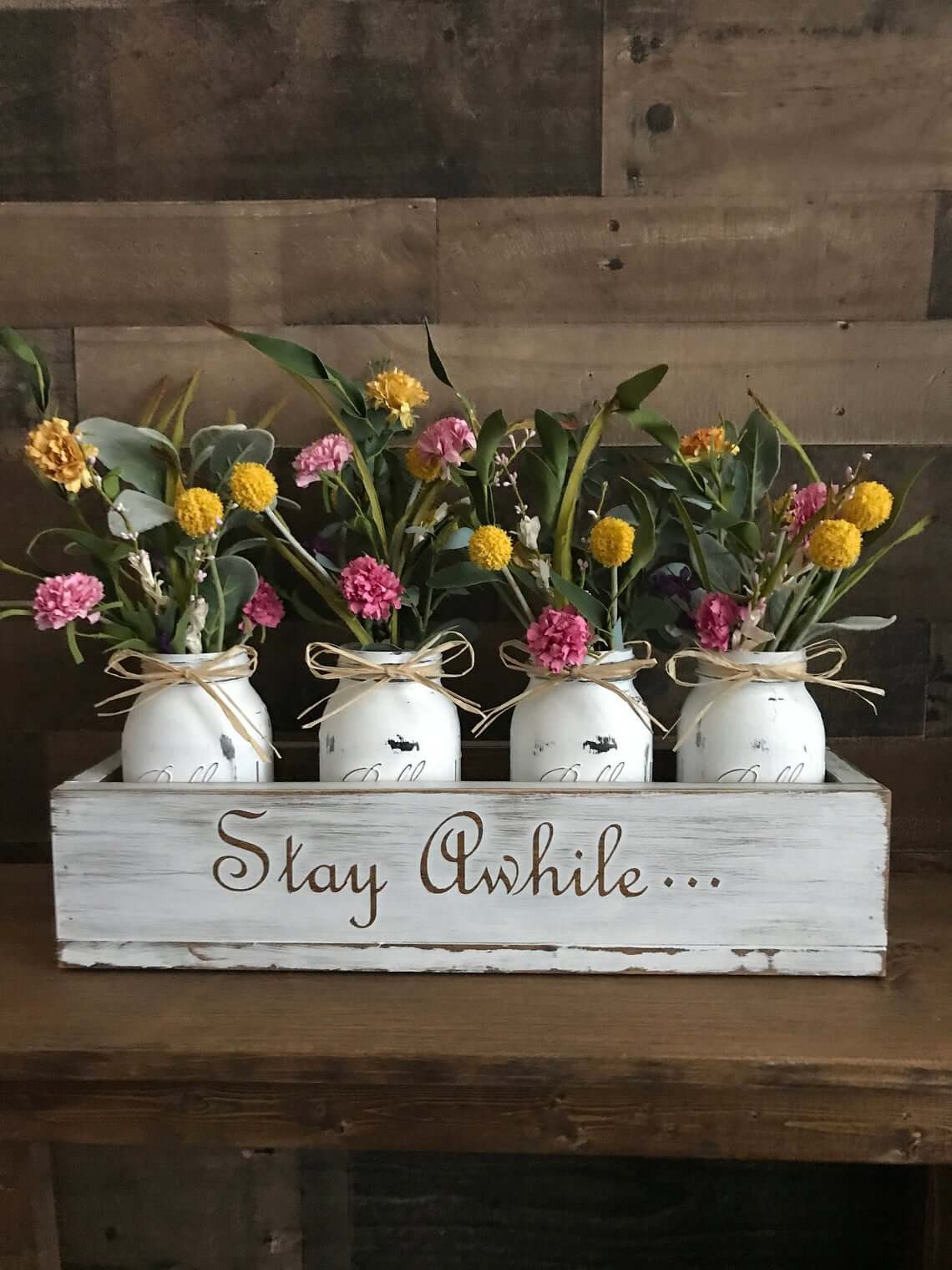 Floral Arrangement Mason Jar Rustic Décor