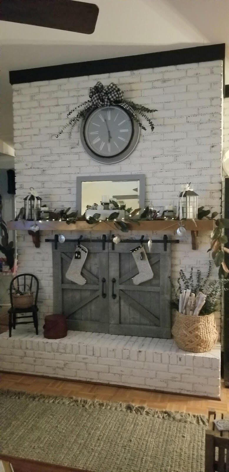 White Washed Brick with Gray Barn Doors