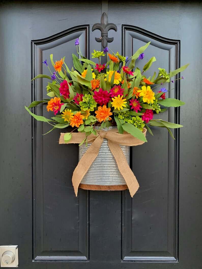 Multi-Colored Daisy Basket Summer Wreath