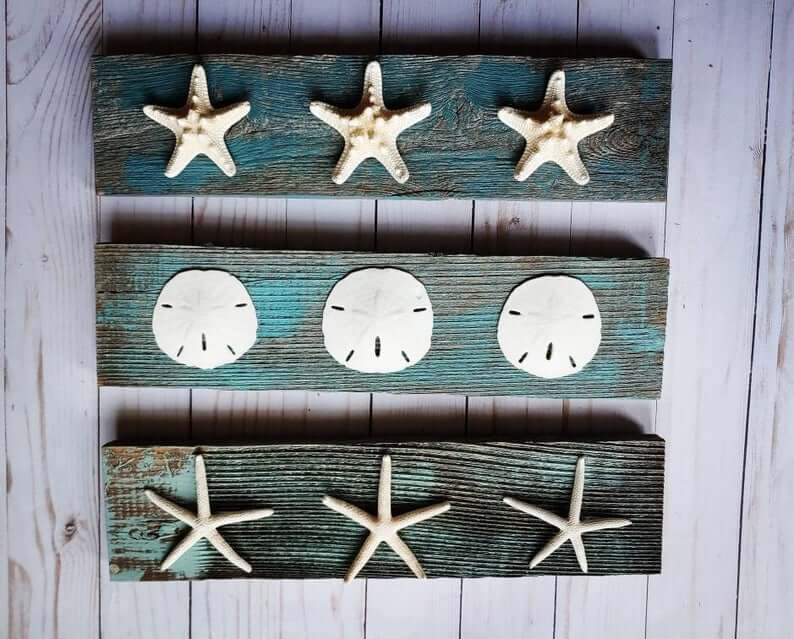 Trio of Sea Treasures Distressed Wood Signs