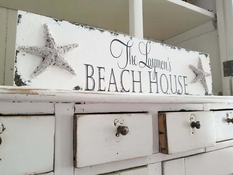 Shabby Chic Starfish Vintage Beach House Sign