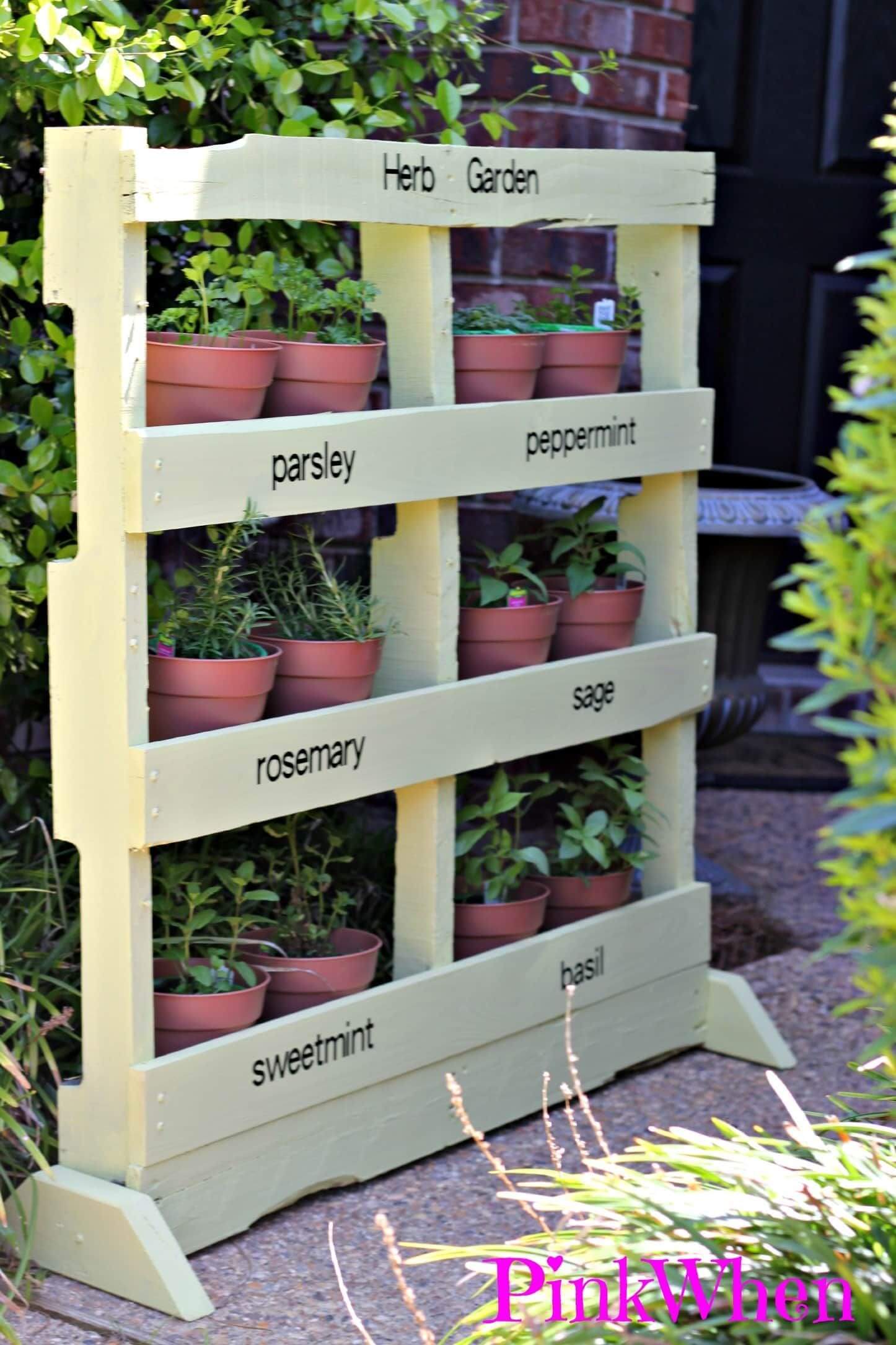 Perfectly Potted Pallet Vertical Herb Garden