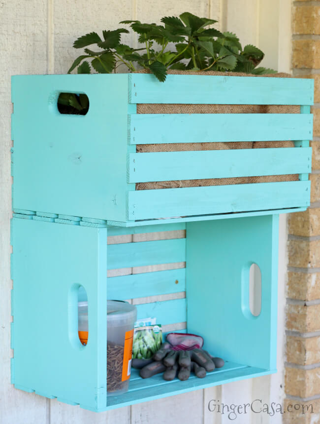 Stacked and Painted Pallet Crates Outdoor Storage