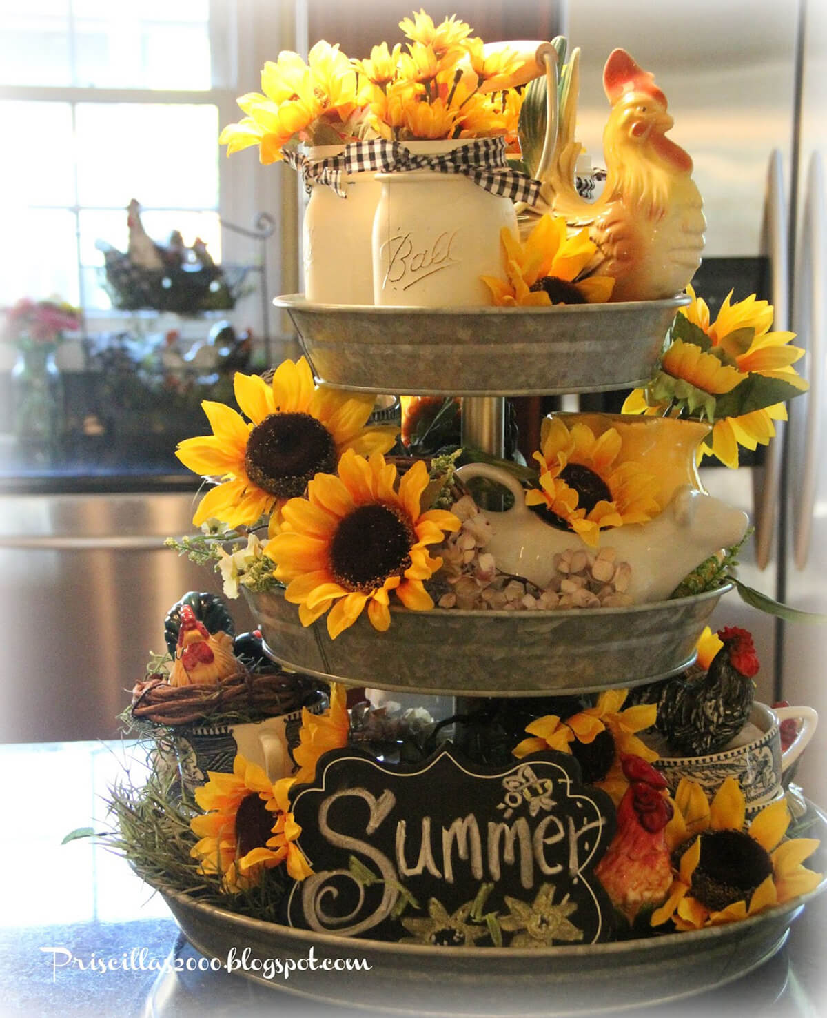 Sunflower Summer Tiered Tray Display