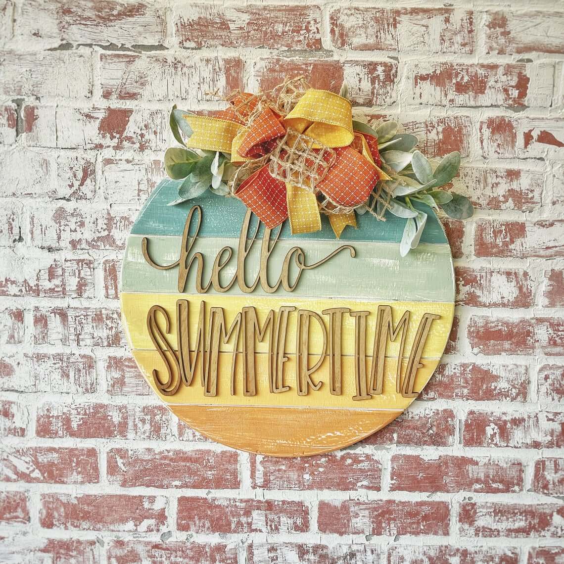 Sunset Circular Hello Summertime DIY Sign