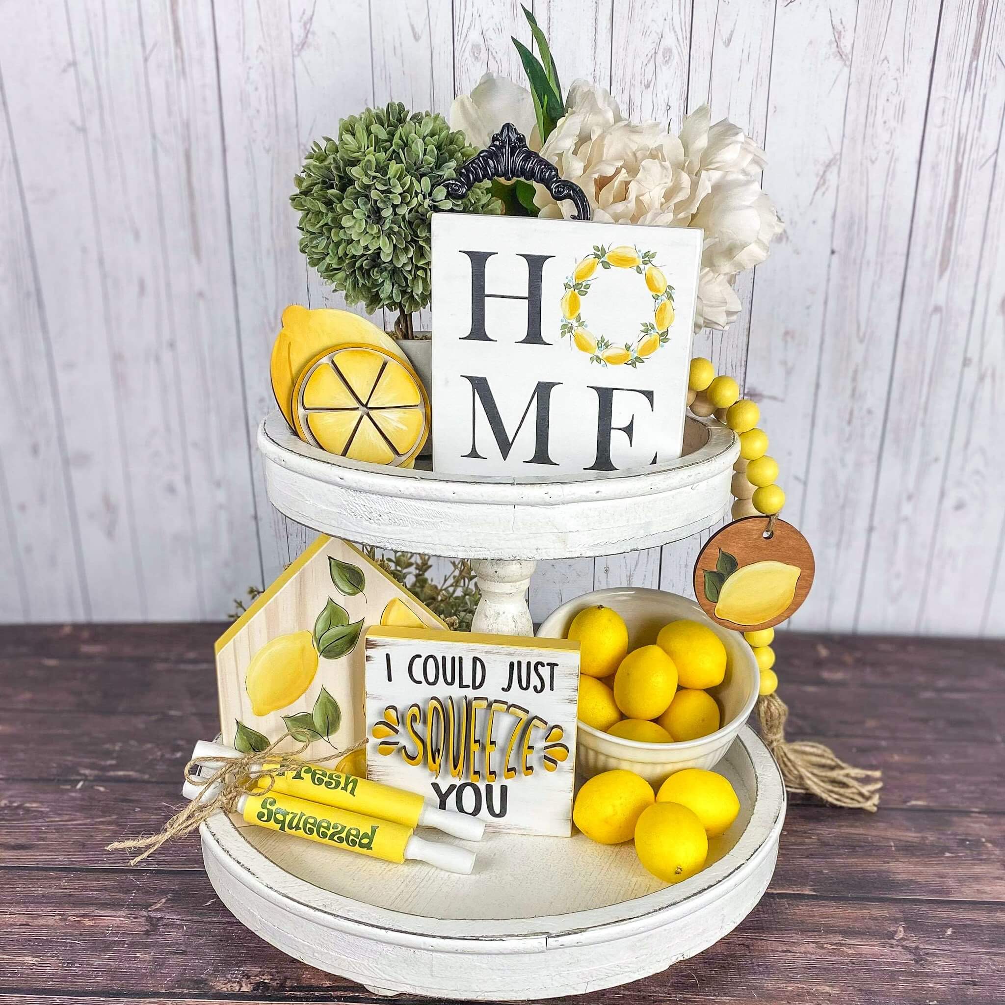 Fresh Lemon Themed Rustic Tiered Tray