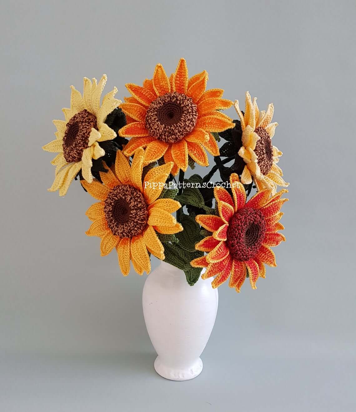 Multi-Colored Crochet Sunflower Bouquet Arrangement