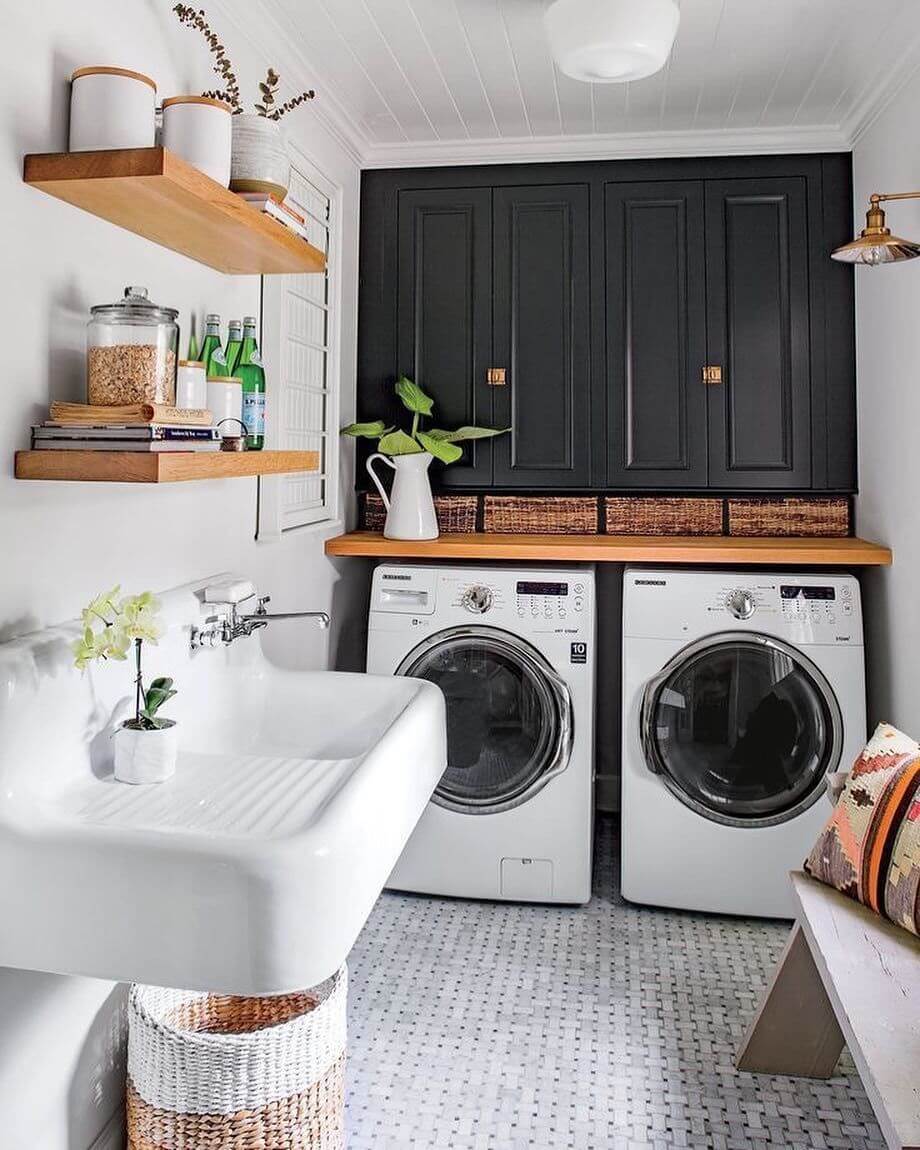 Earthy Boho Farmhouse Laundry Room