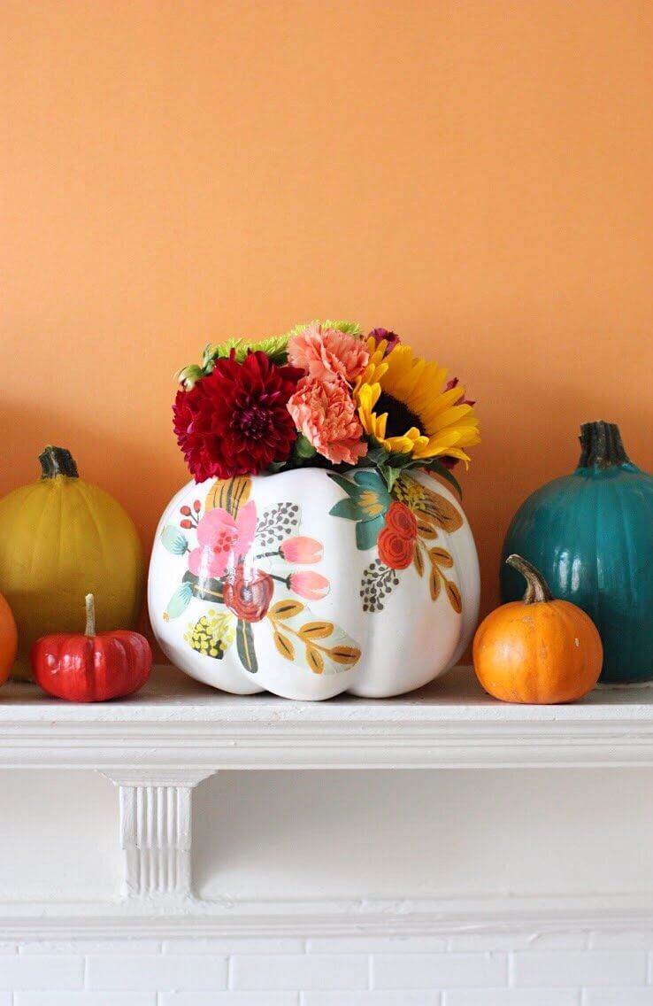 Pioneer Woman Style Painted Pumpkin Vases