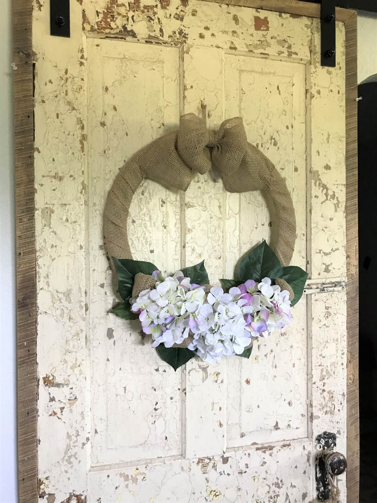 Rustic Hydrangea and Burlap Wreath