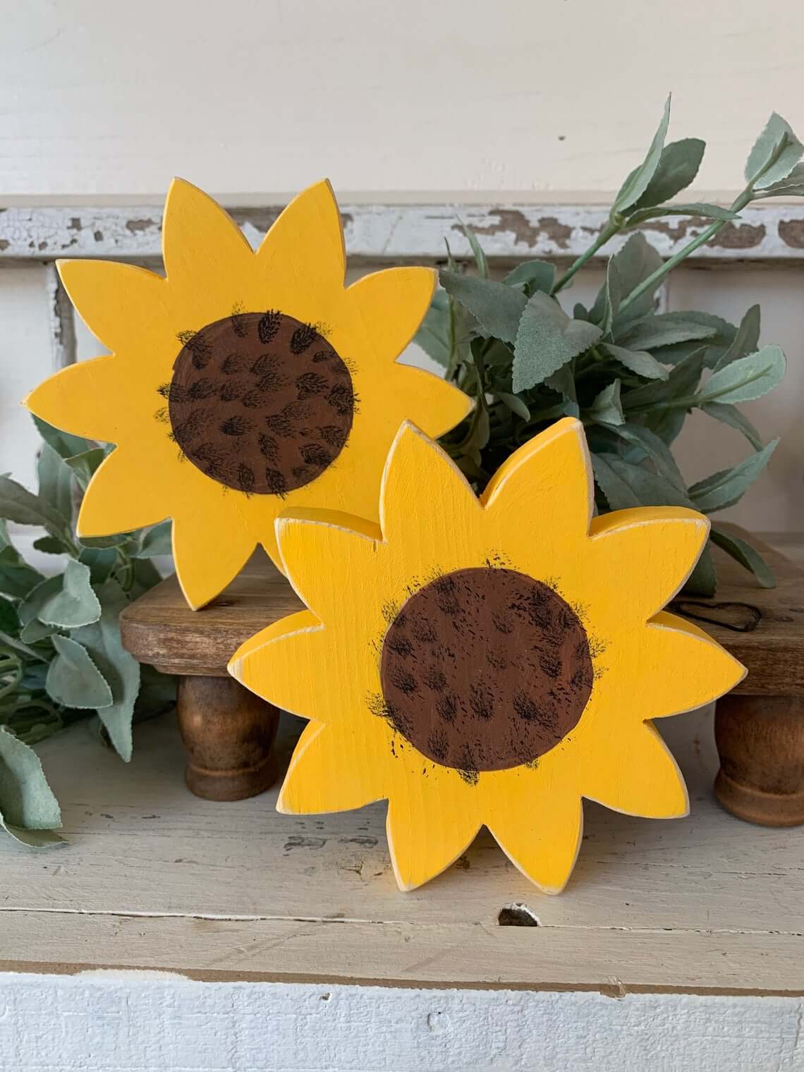 The Perfect Pair of Mini Wooden Sunflowers