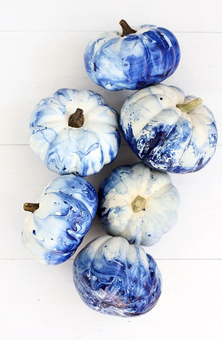 Marvelously Marbled Modern Style Painted Pumpkins