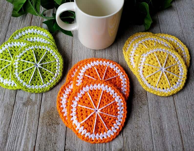 Crochet Fruit Slice Coaster Décor