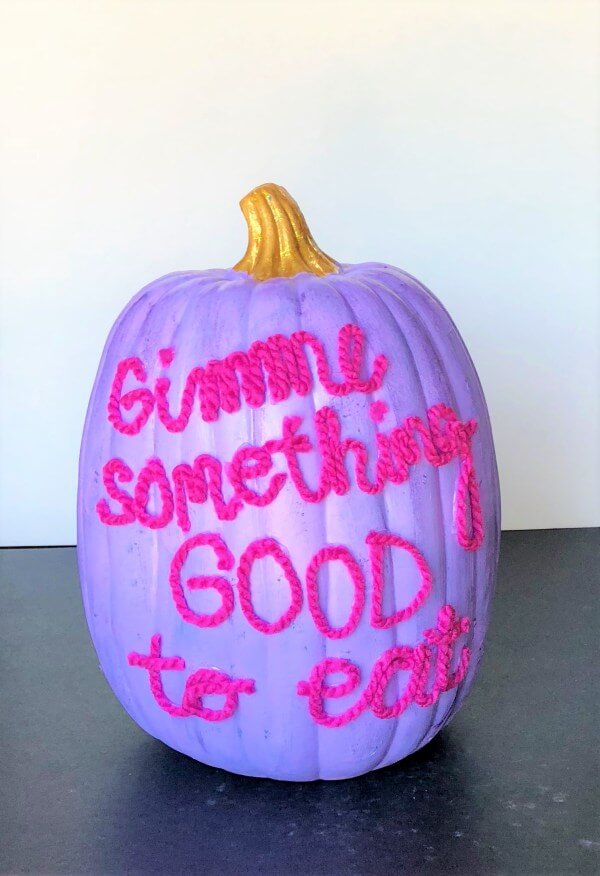 Pink and Purple Trick-or-Treat Painted Pumpkin