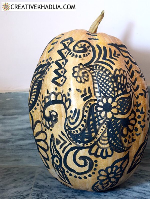 Artistic Hand Painted Henna Pumpkin