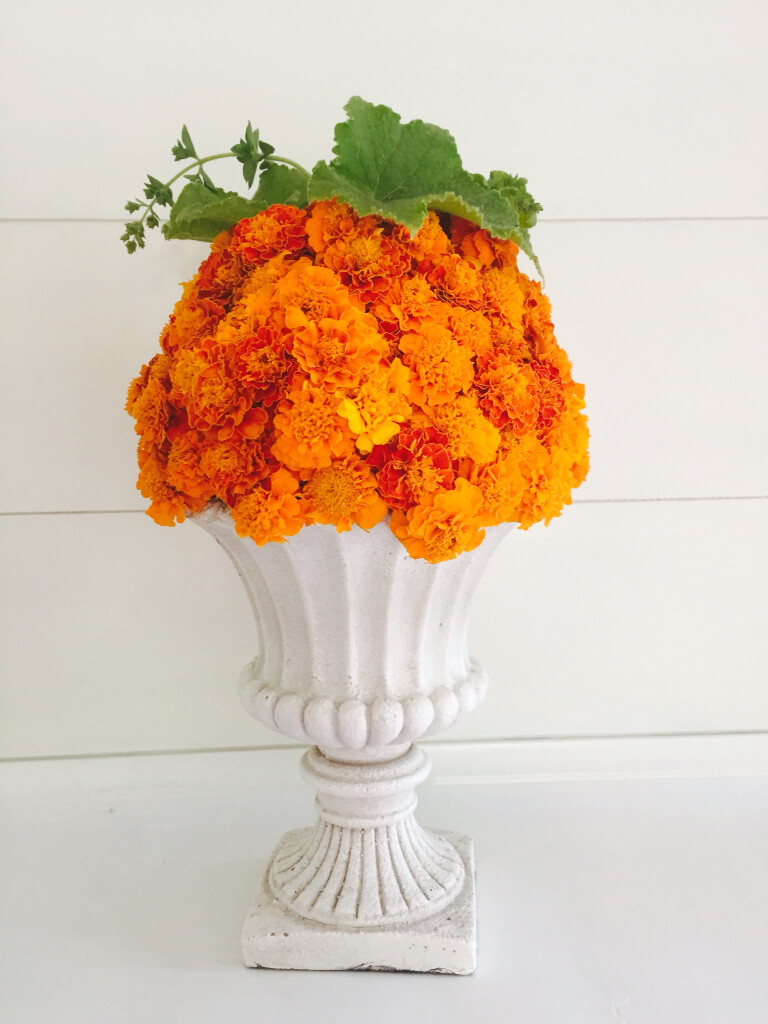 Handmade Fall Flower Decorations Marigold Urn