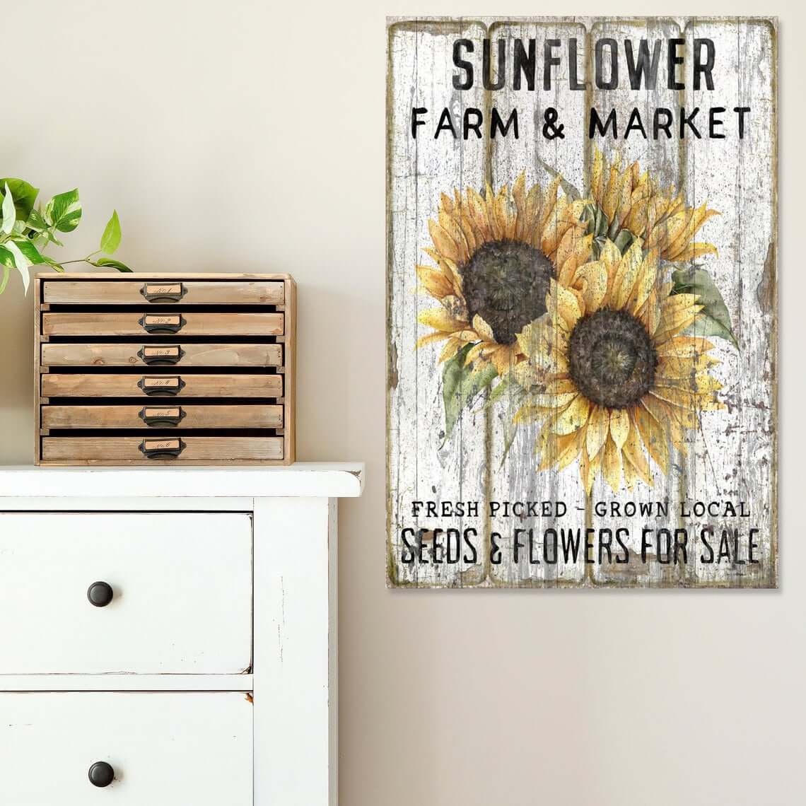 Vintage Sunflower Farm Market Sign