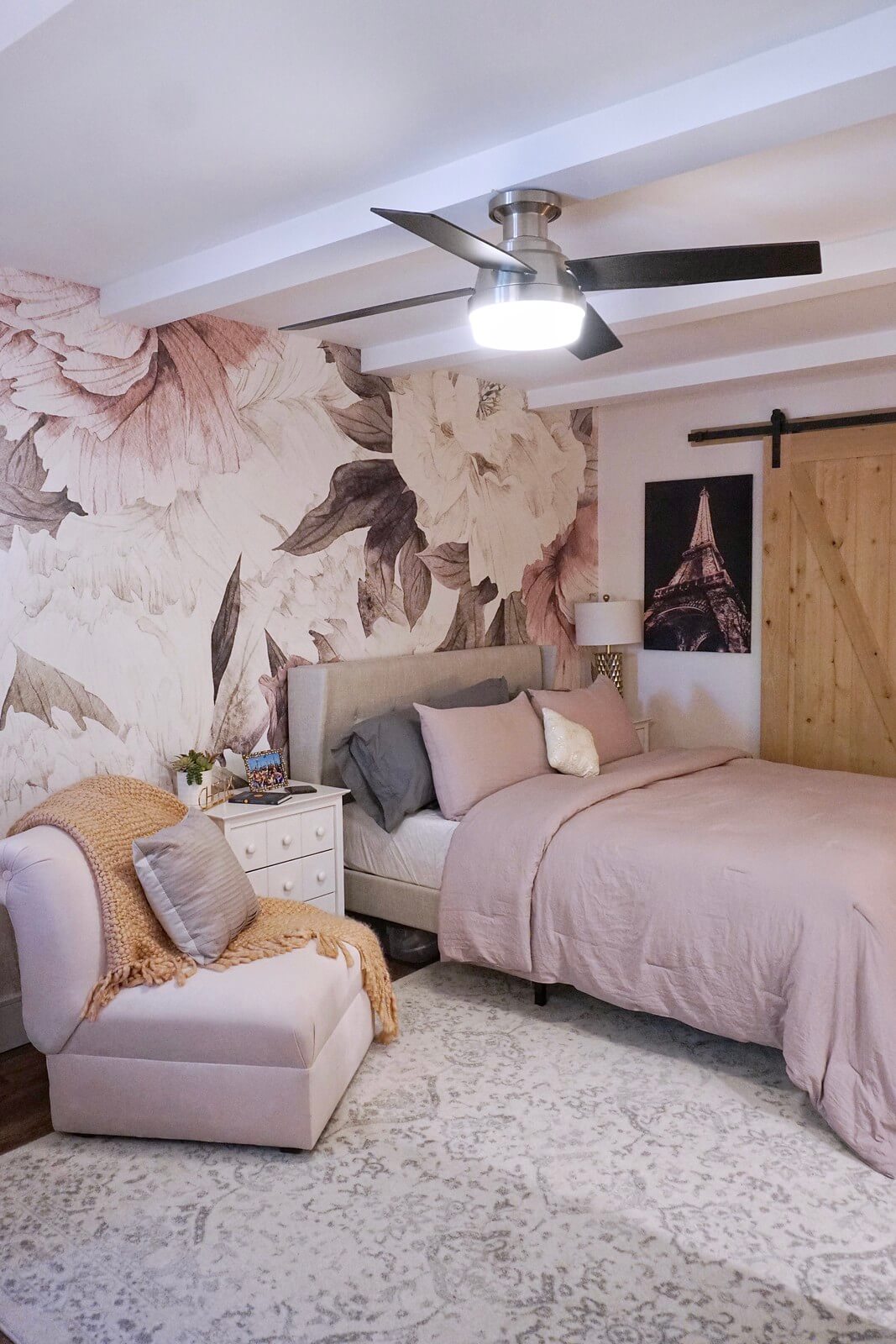 Boho Chic Blooming Blush Wall Bedroom Renovation