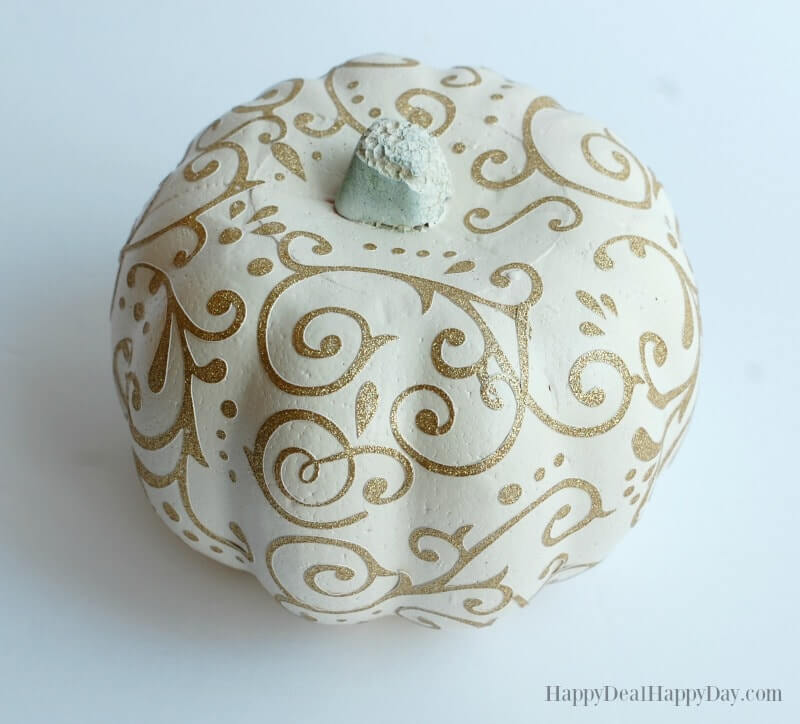 Glitter Embellished Styrofoam Painted Pumpkin