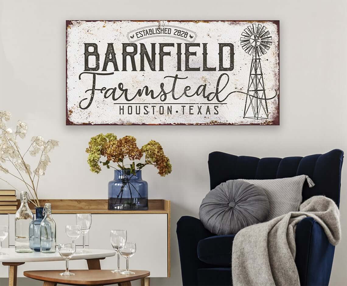 Large Farmstead Stretched-Canvas Headboard