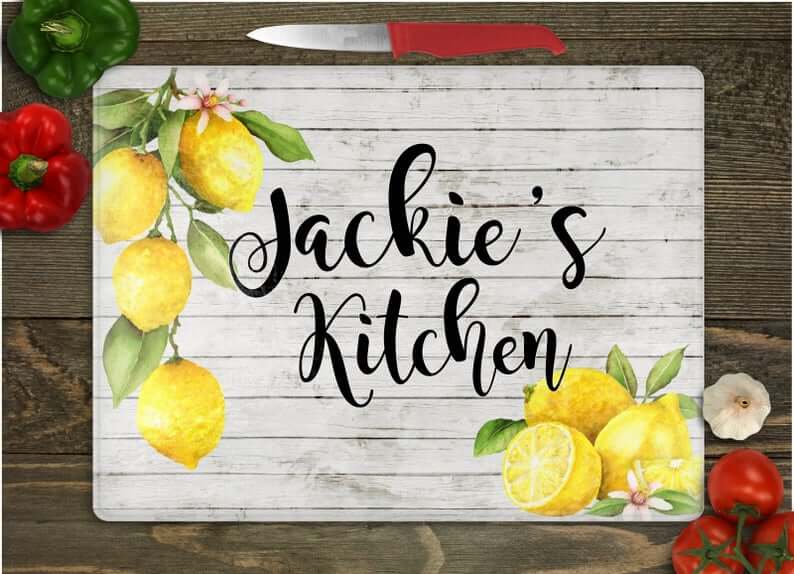 Personalized Lemon Glass Cutting Board