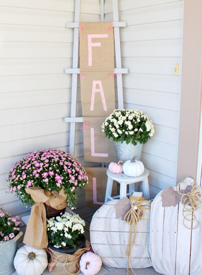 Pink Fall Ladder Banner Porch Decor