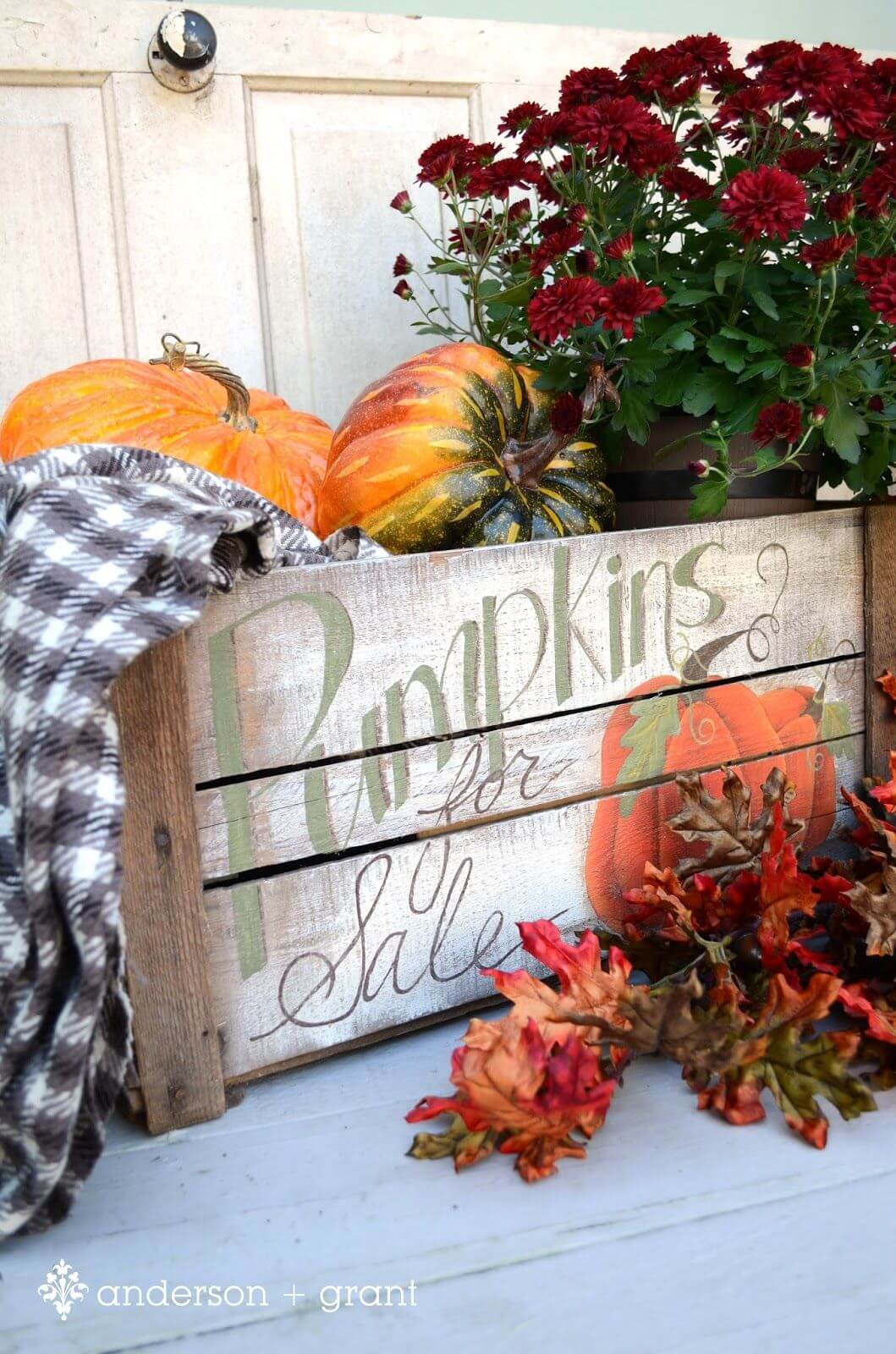 Hand Painted Harvest Pumpkin Crate for Fall