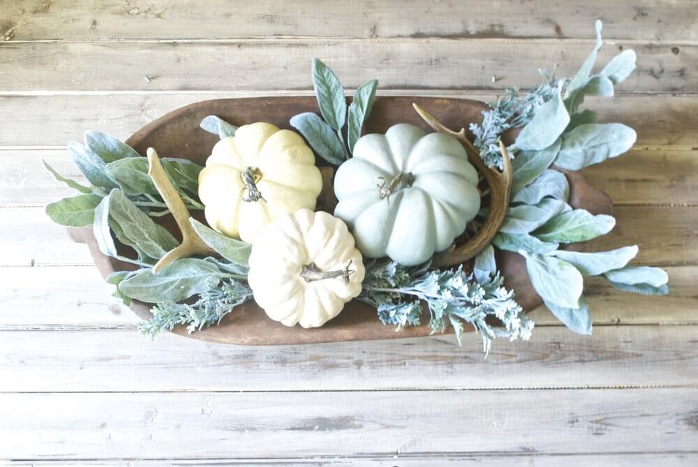 Mini Pumpkin Centerpiece Full of Neutral Colors