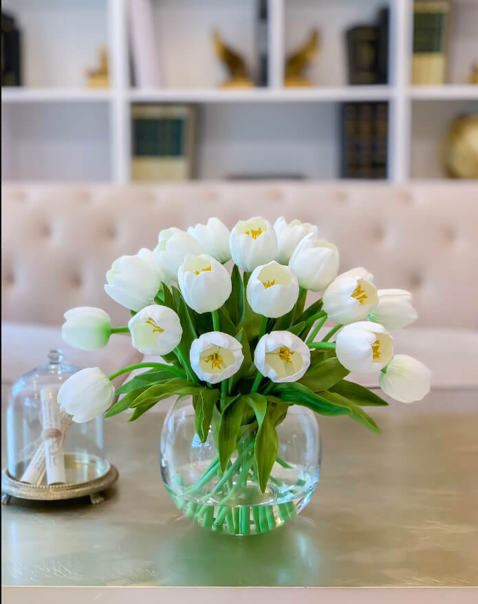 Bursting Real Touch Tulip Centerpiece Arrangement