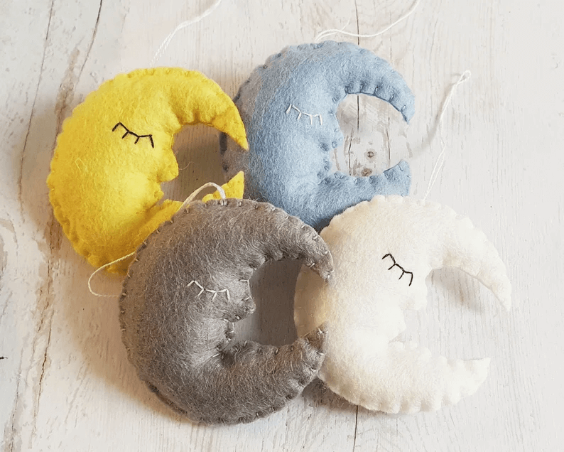 Adorable Felt Crescent Moon Decoration