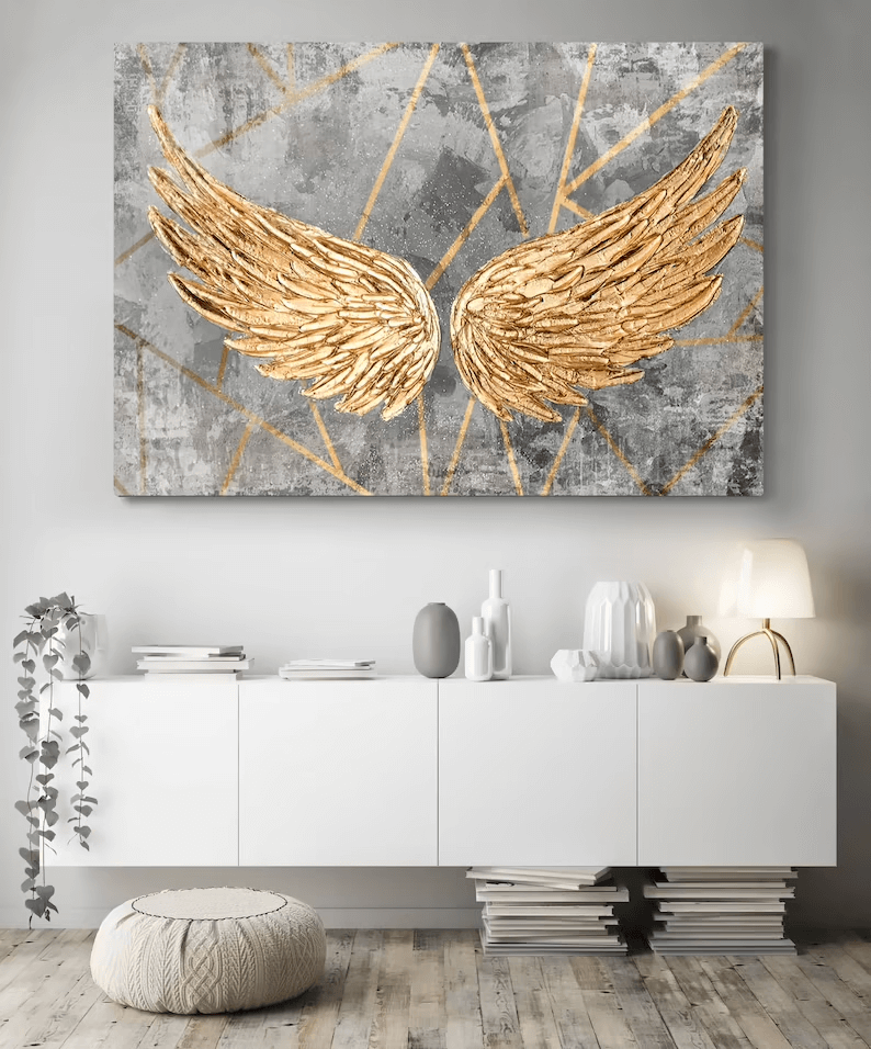 Angel Wings Abstract Background Canvas Wall Art