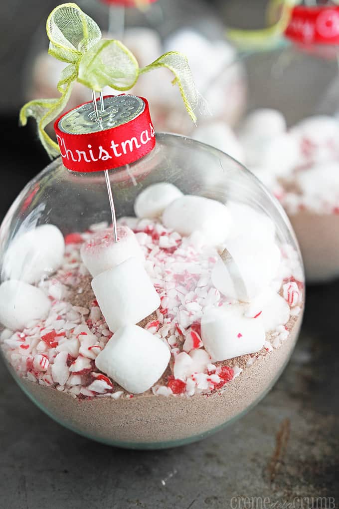 Peppermint Hot Cocoa Glass Globe Ornament